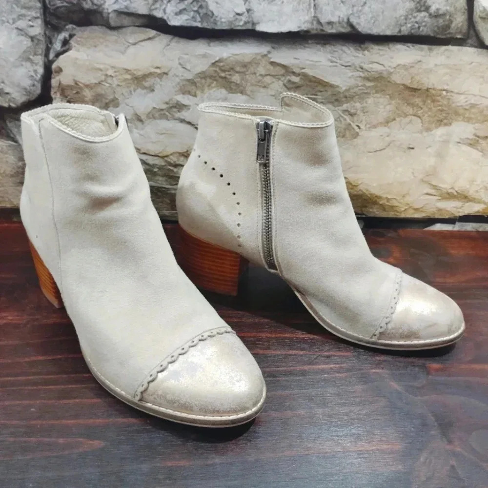 Silent D Moneybag Ankle Boots Beige Suede Leather Beige US 6.5 EU 37 - Picture 4 of 13